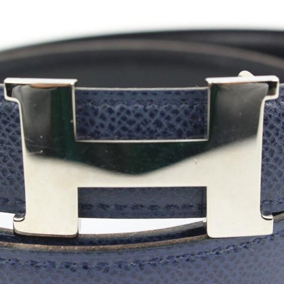 Hermès Navy x Black x Silver 24mm Reversible H Logo Belt Kit  1h425s main image 7